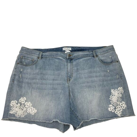 Lane Bryant Plus 26 Shorts Flex Magic Mid Rise Girlfriend Lace Appliqué Cut Off - Picture 1 of 12